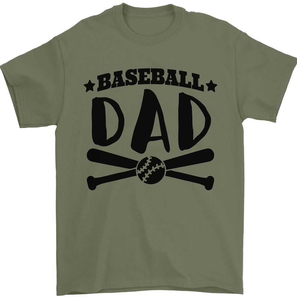 Fathers Day Baseball Dad Funny Mens T-Shirt 100% Cotton-image