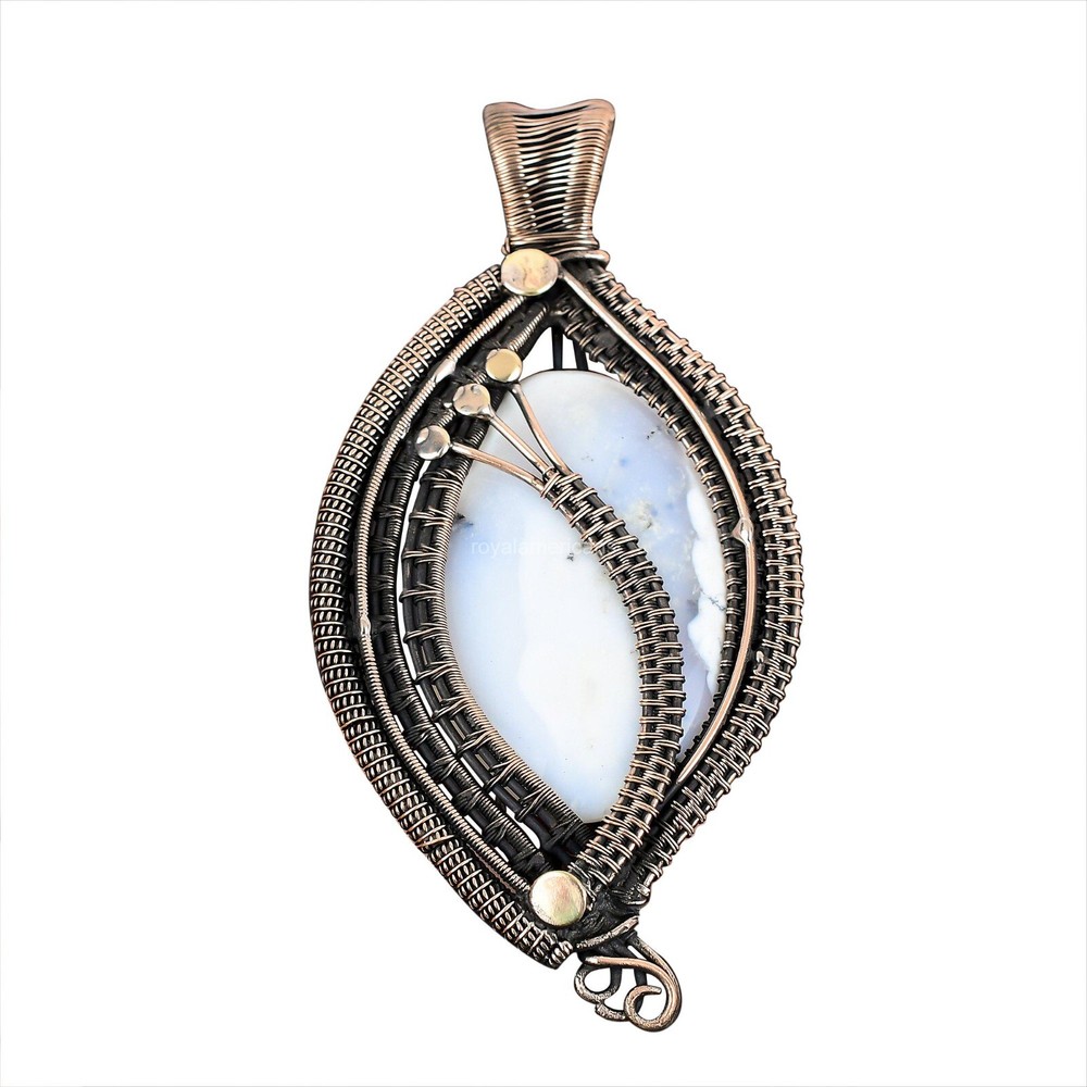 Mothers day Deal Dendrite Opal Stone Graduation Wire Wrap Pendant Jewelry Copper-image