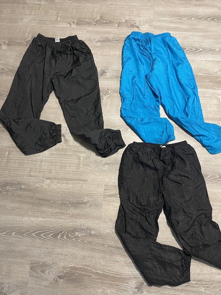 Lot of 3 Pants Track Pants Nylon Windbreaker Lined Medium