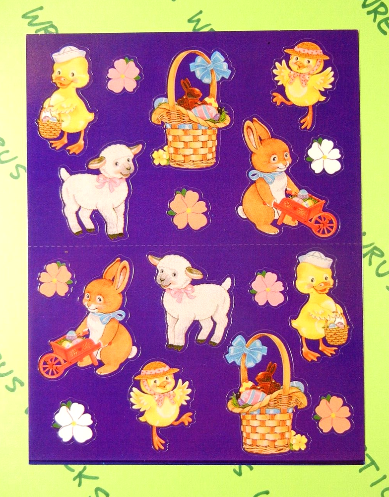 Easter Bunnies Ducks Lambs Stickers Sheet Beistle