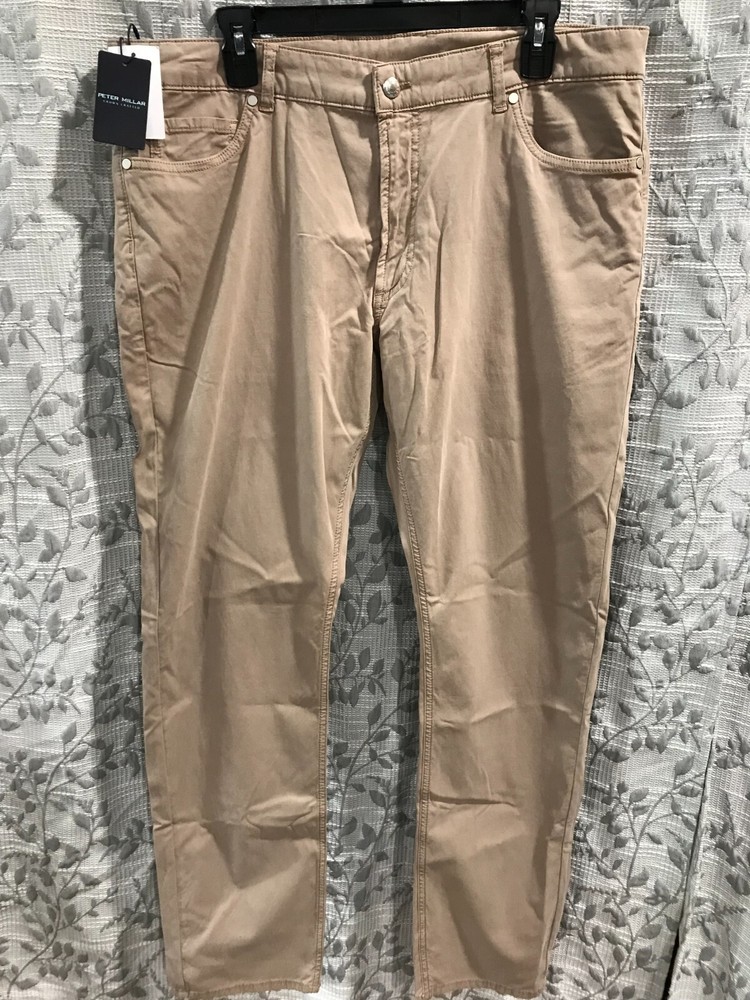 Peter Millar Crown Crafted Men's Size 38 Khaki Wayfare Five-Pocket Pant $200 NWT