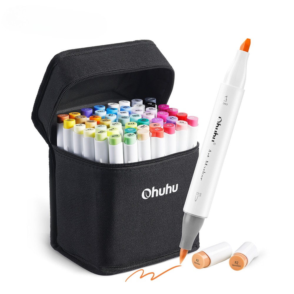 48-Color Dual Tip Refillable Art Marker Set for School & Drawing