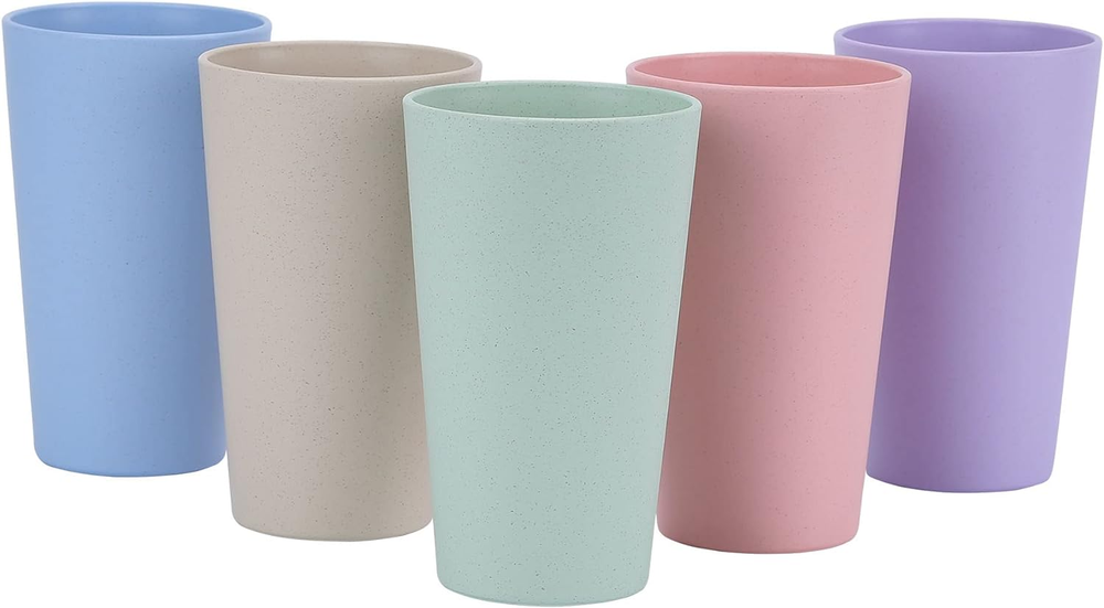 Eco-Friendly 20oz Wheat Straw Unbreakable Cups Set of 5