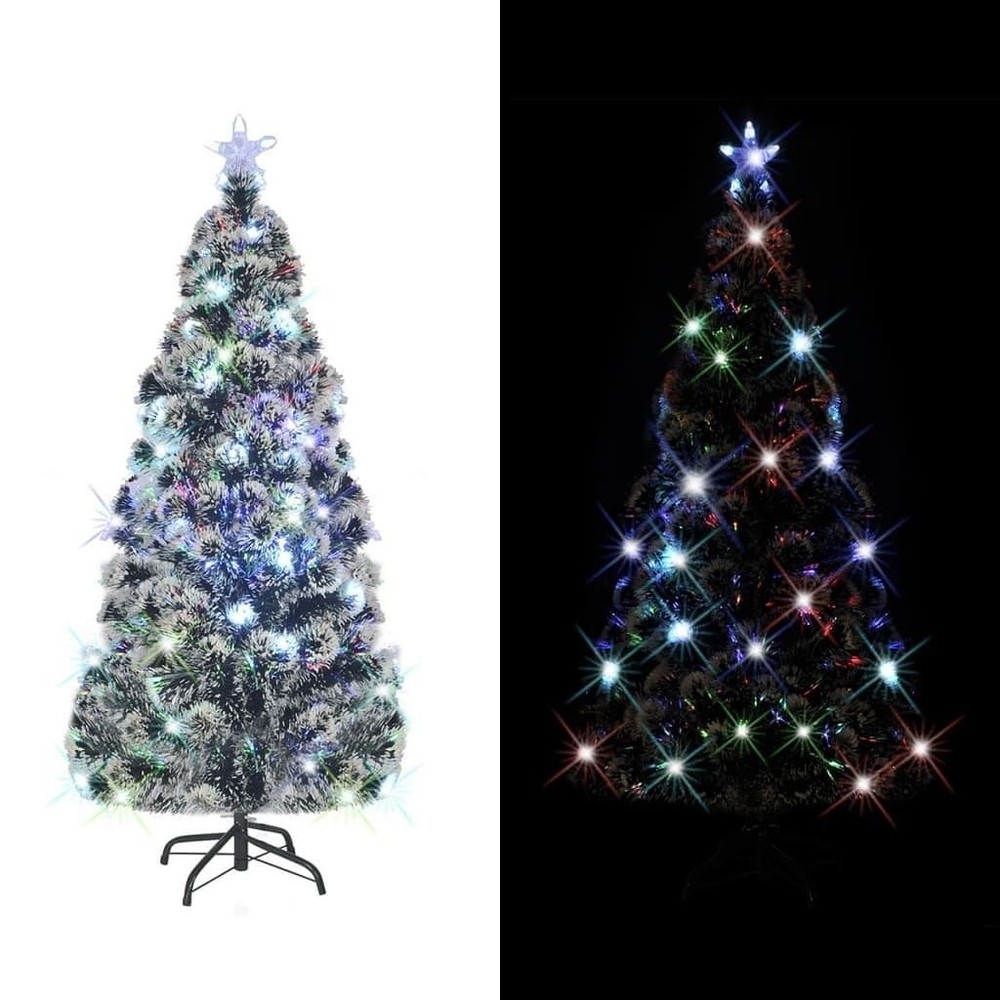 Premium Green Fiberglass Artificial Christmas Tree with Steel Frame and Built-in Lights