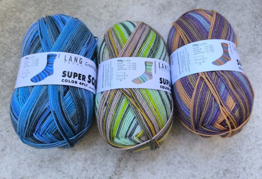 Three skein Lang socks yarns for hand knitting 100 g, Italy