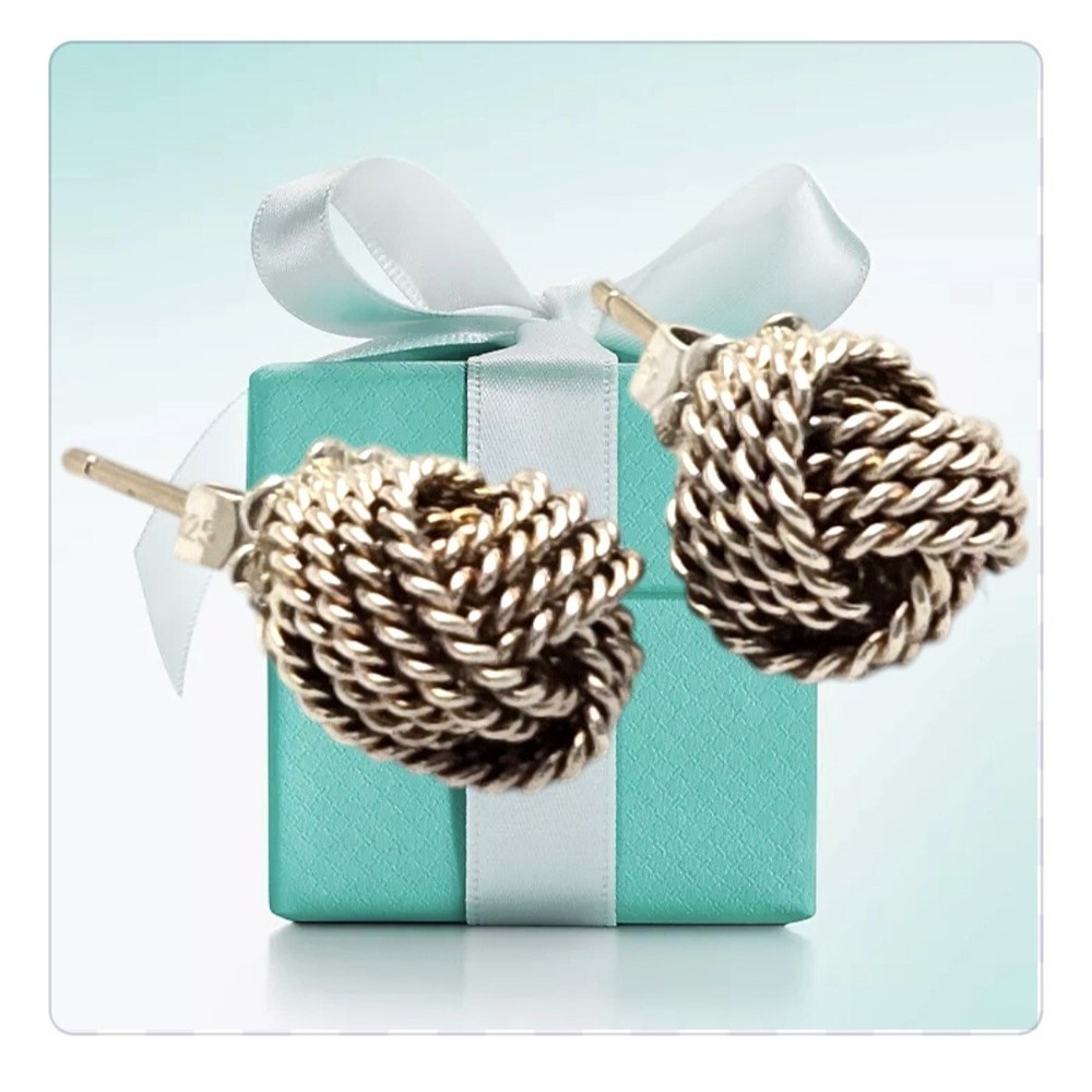 Authentic Tiffany & Co Sterling Silver Twist Knot Earrings