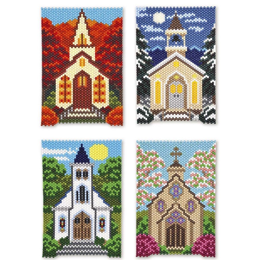 Herrschners Seasonal Church Kits with Free Hanger - 5 Pony Bead Set-image