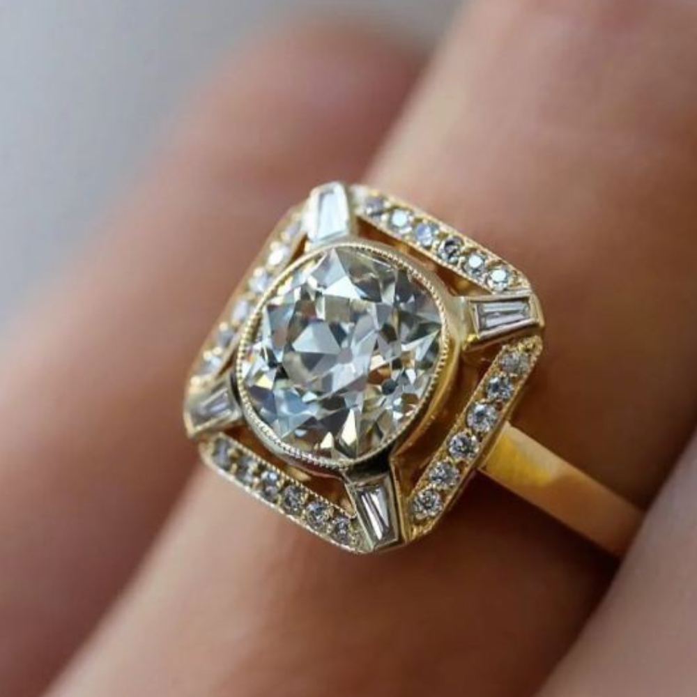 2.10 Ct Round Cut IGI Lab Created Diamond Engagement Ring 14K Yellow Gold Band