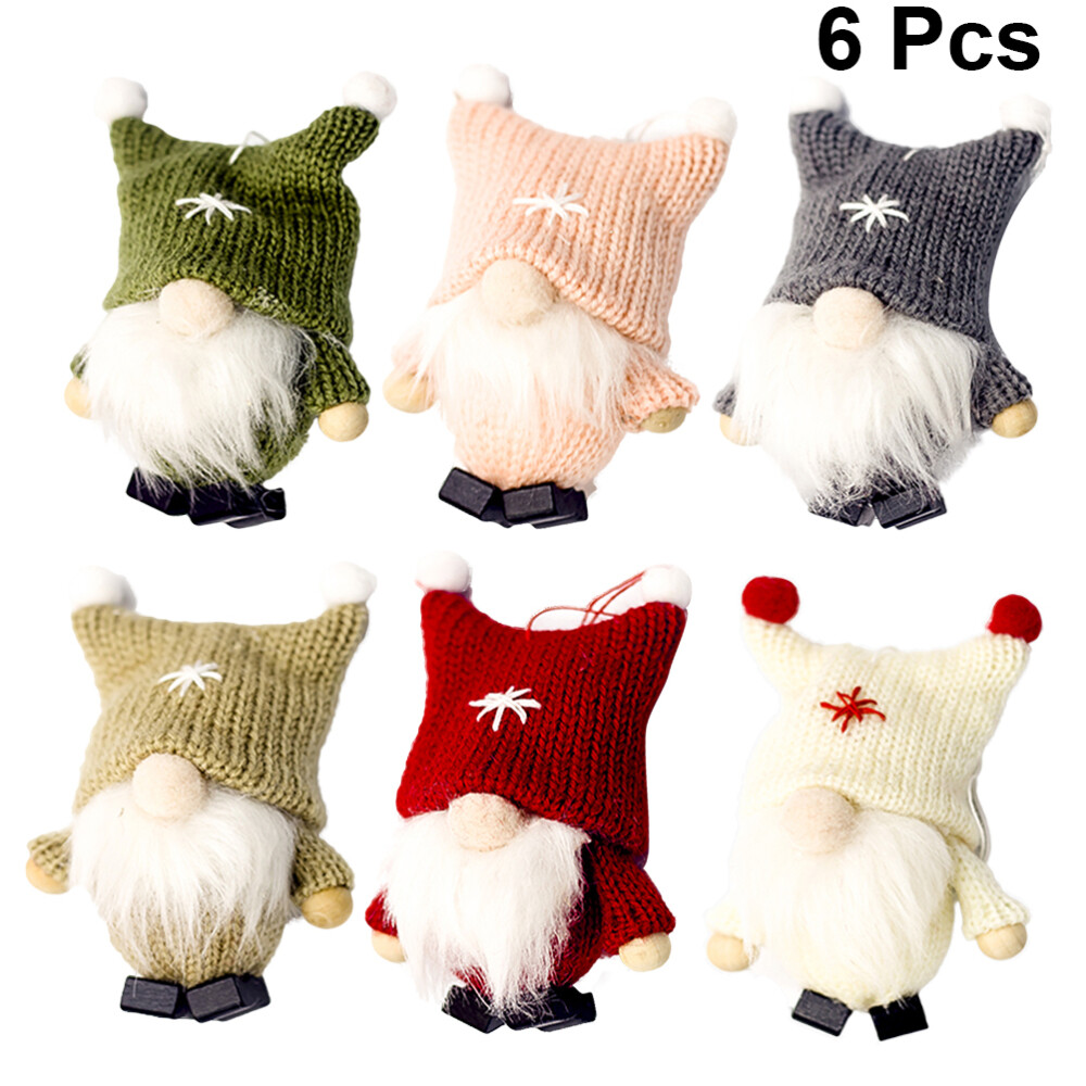 6 Pcs Gnomes Christmas Ornaments Felted Wool Room Decoration Window