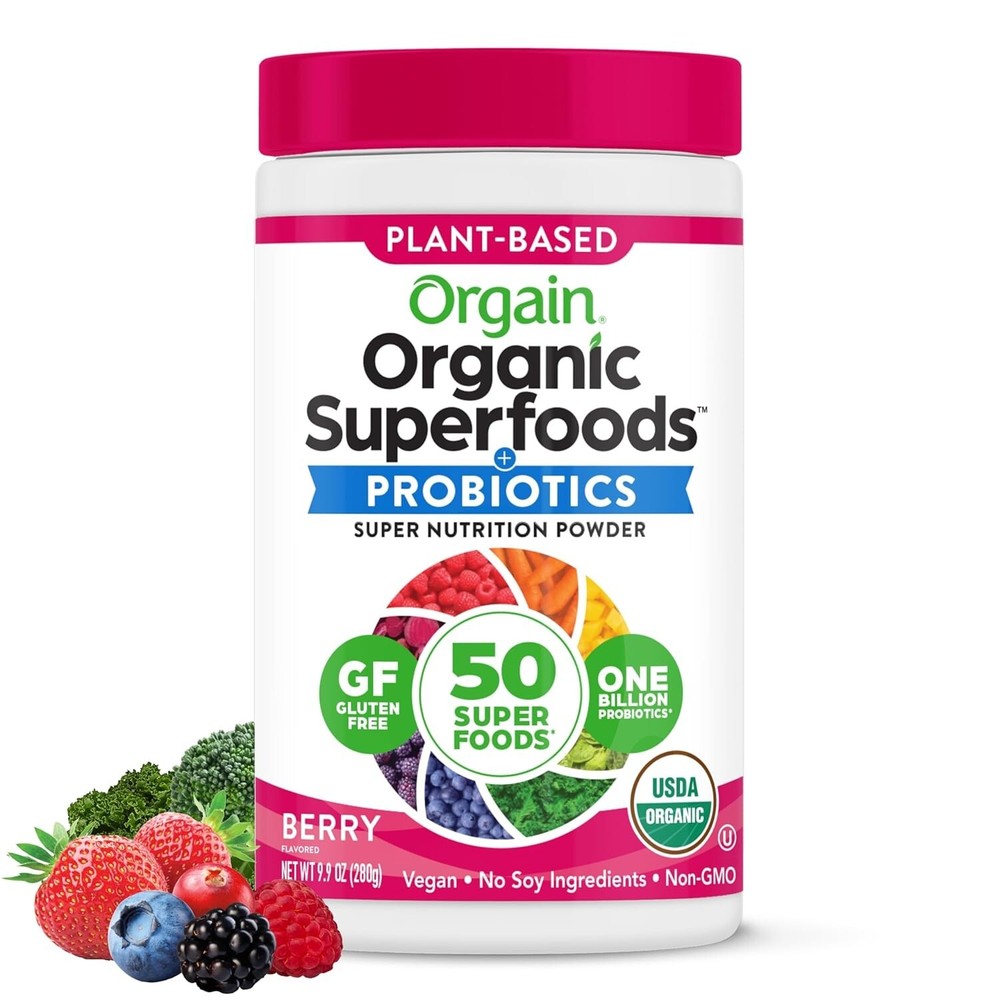 Organic Superfoods Powder with 50 Plant-Based Ingredients for Vegan Gut Health – 20 Servings