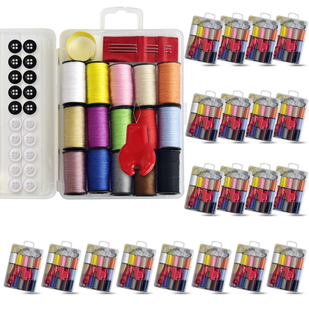 20 PCS Mini Sewing Kit Portable Travel Sewing Box for Adults Basic Supplies