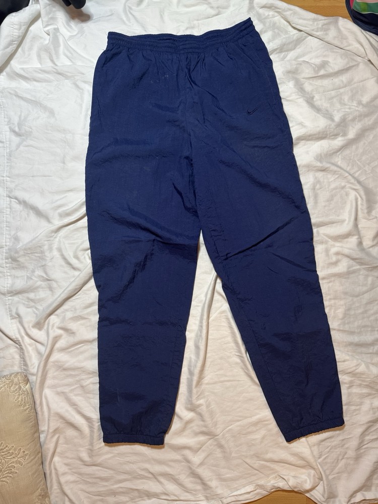 Vintage 90s Nike Navy Parachute Windbreaker Pants White Tag Size M