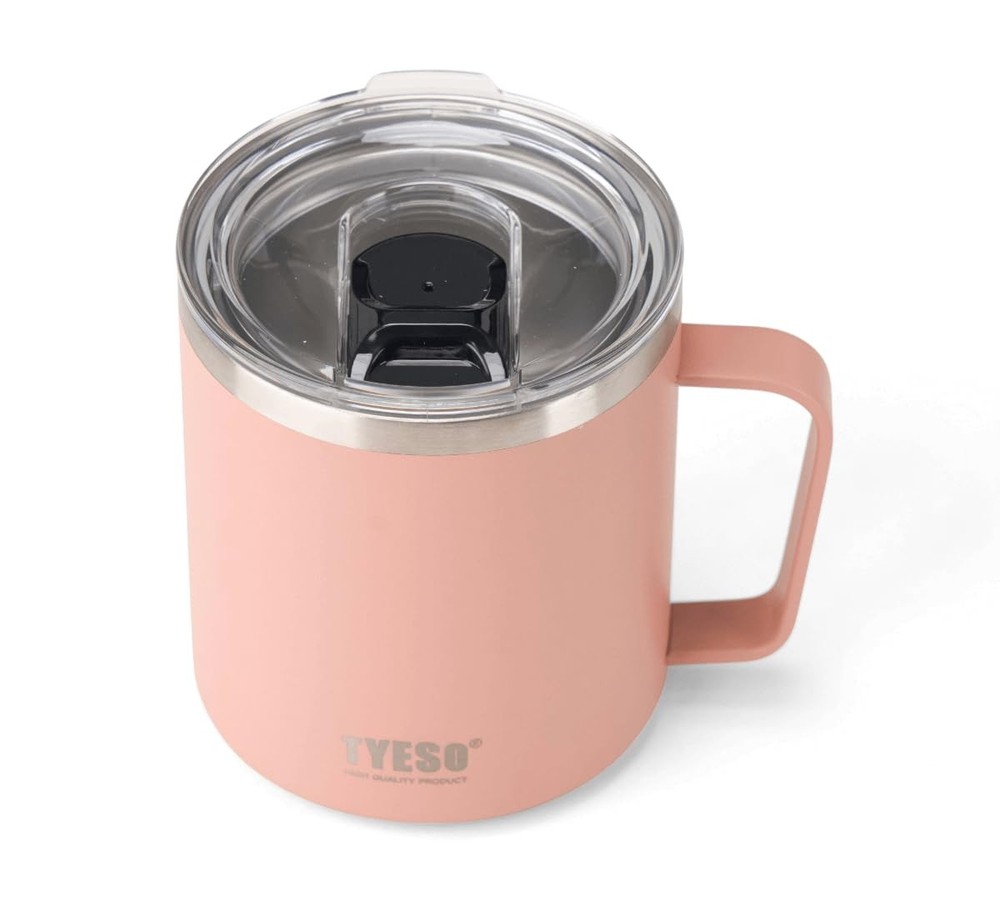 14 Oz Stainless Steel Insulated Mug with Handle & Slider Lid - Double Wall Thermal Design