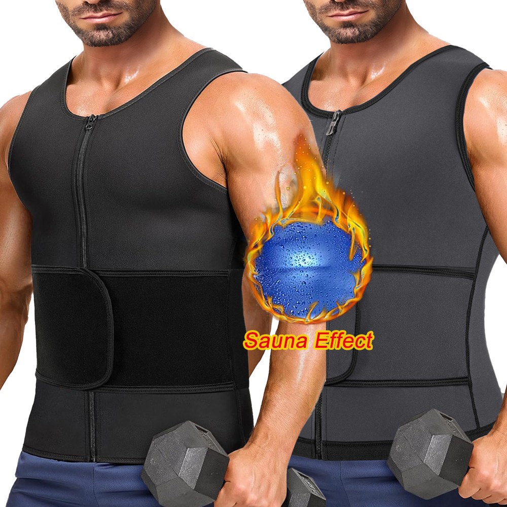 Mens Sauna Sweat Suit Waist Trainer Fat Burner Vest Tank Shaper Girdle Corset US