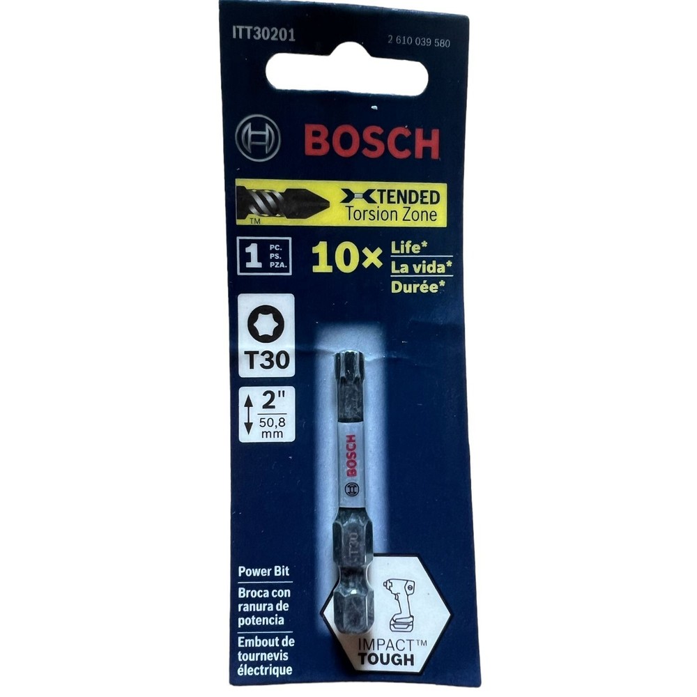 Bosch T30 Impact Tough Screwdriving Bit 2” – ITT30201, New, Torx Star Tip