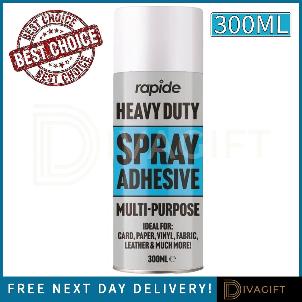 RAPIDE HEAVY DUTY SPRAY ADHESIVE GLUE 300ML FOR CRAFT MOUNT FABRIC MULTIPURPOSE