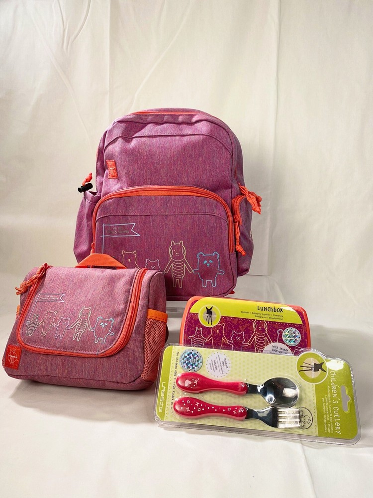 Lassig Back to School Pink Bundle - Backpack, Wash Bag, Lunchbox, Cutlery Bundle-image