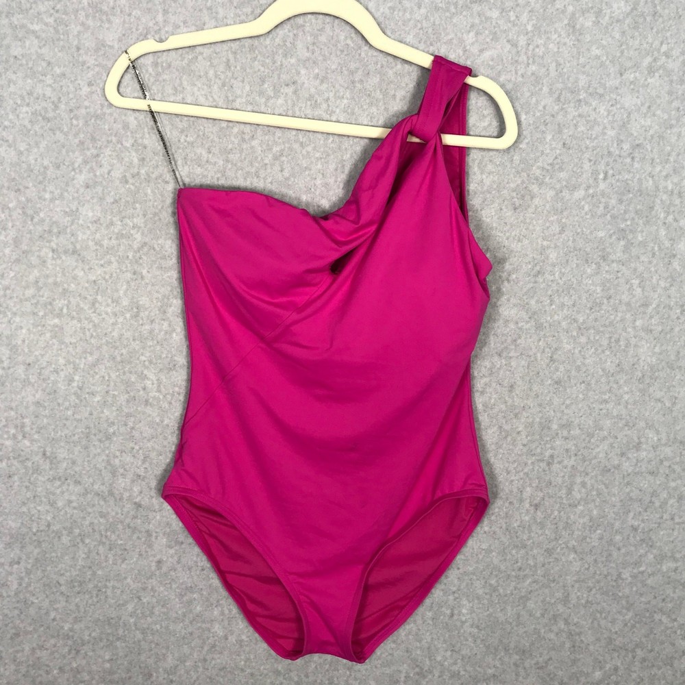 Carmen Marc Valvo One Piece One Shoulder 12 Keyhole Twist Knot Cut Out Sexy