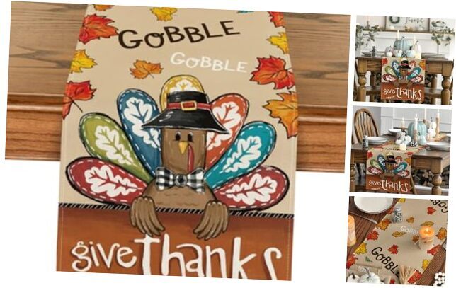 Turkey Give Thanks Thanksgiving Table Runner, 13