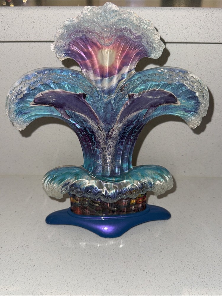 Christian R Lassen Eternal Rainbow Dolphins Acrylic Art Bradford Exchange 2003 Collectible