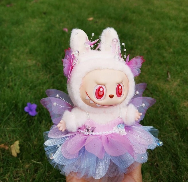 POP MART Labubu Plush Pink Butterfly Skirt Set Without Dolls