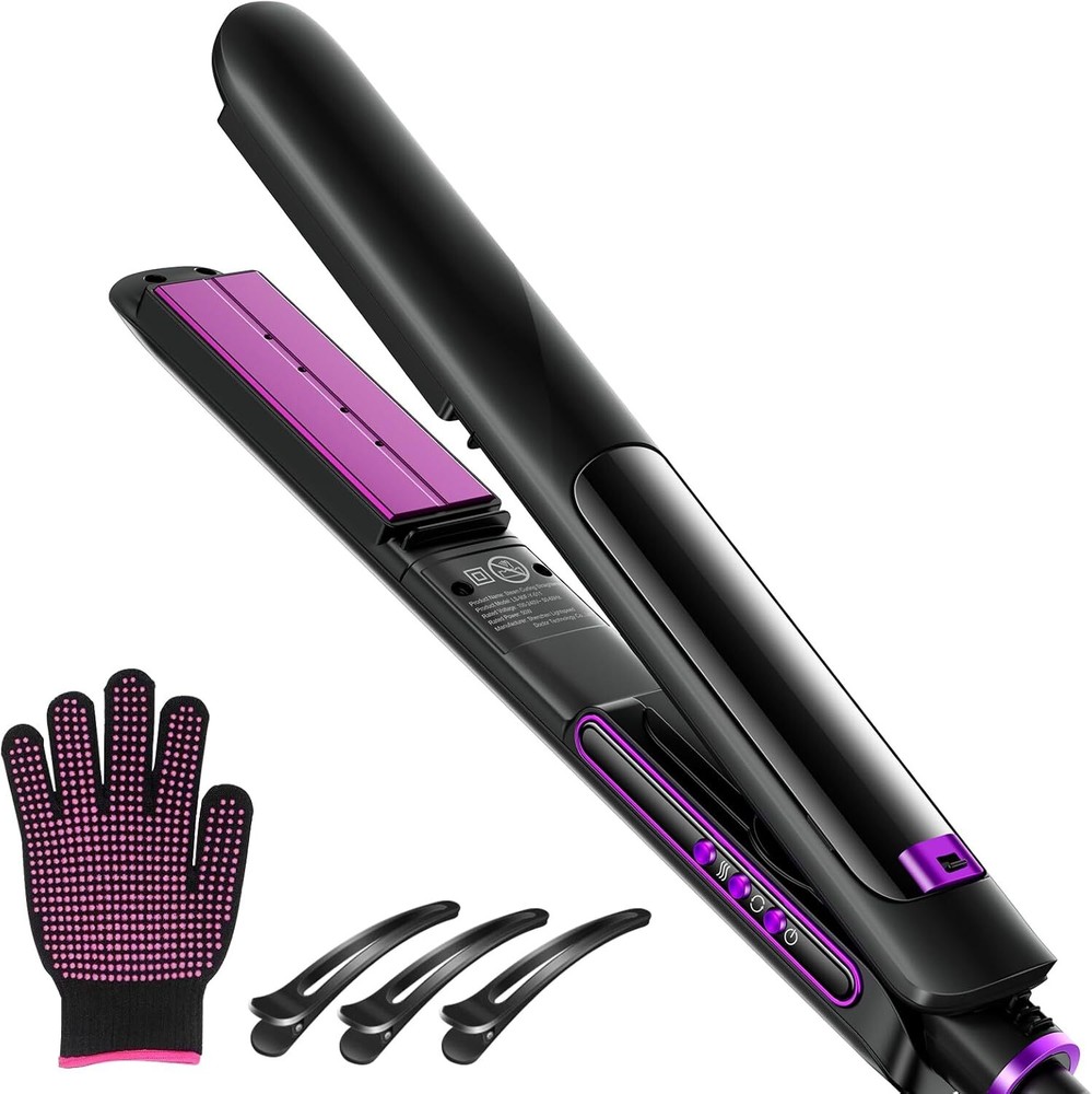 Titanium 2-in-1 Hair Straightener Curler with 5 Heat Settings Fast Heating