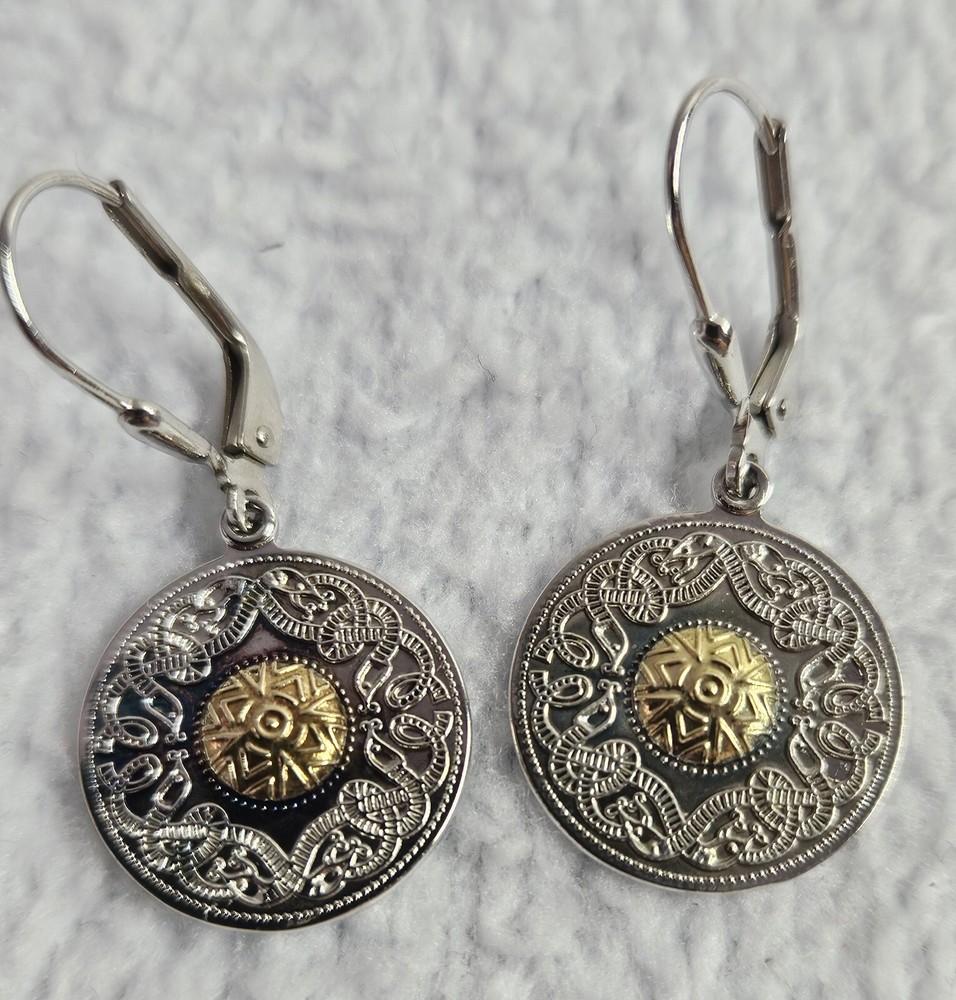 Celtic Warrior Shield Earrings sterling silver with 18K Bead.