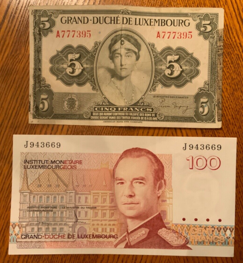 Vintage banknote lot from Luxembourg.