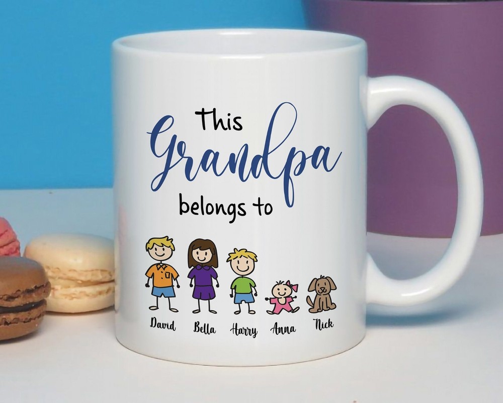 Personalized This Grandpa Belongs To Grandkids Mug Custom Grandkids Coffee Mug