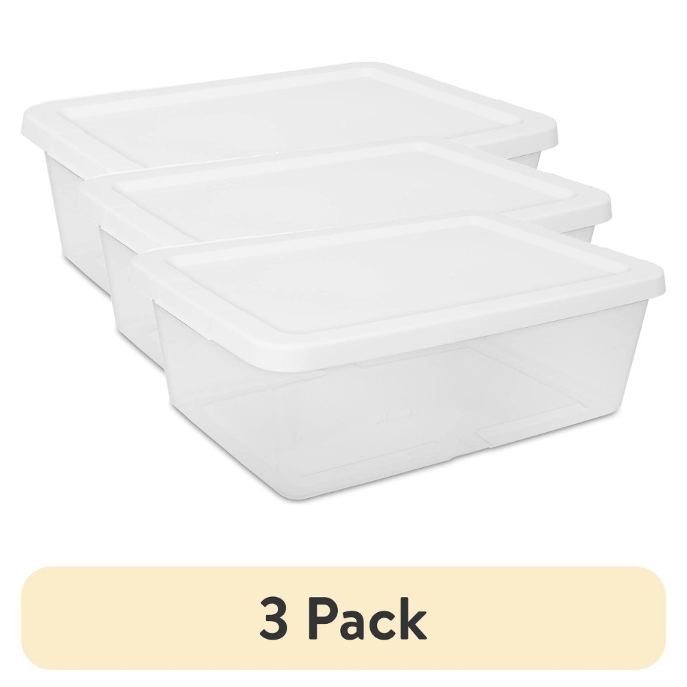 (3 Pack) 12 Quart Small Clear Plastic Storage Bins with Lids