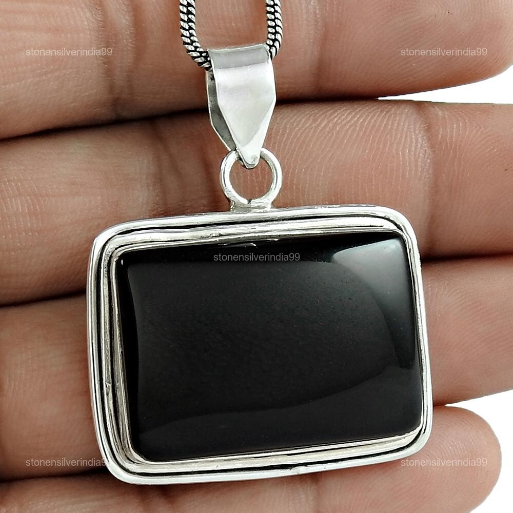 Mothers Day Gift Sterling Silver Onyx Gemstone Daughter Pendant Jewelry-image