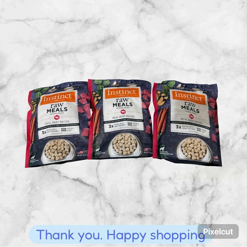 FOR 3 Instinct Freeze Dried Raw Dog Food Beef Size 25 oz EXP08/26+ NEW SHIP