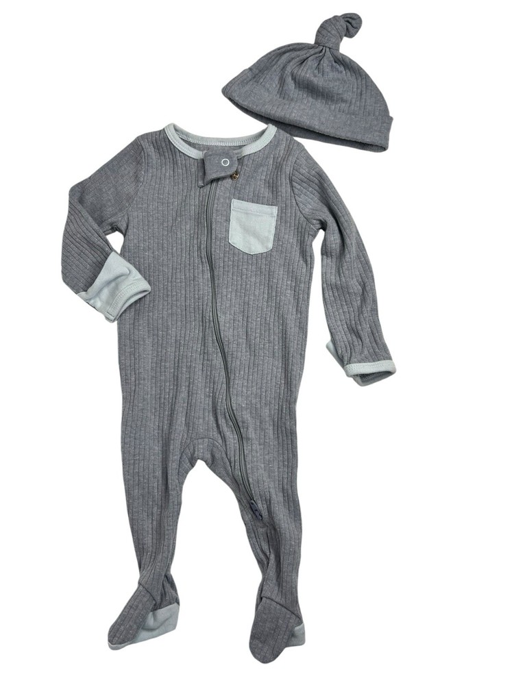 Cloud Island Baby One Piece 0-3, Months Blue-Gray Color Pallet Zip Closure