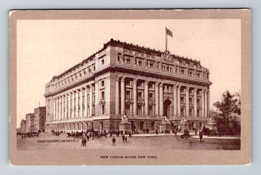 Vintage NYC Custom House Panoramic View Postcard New York City
