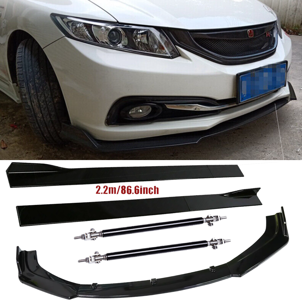 Front Bumper Lip Splitter Spoiler Strut Rods For Honda Civic 9th Gen 2012-2022