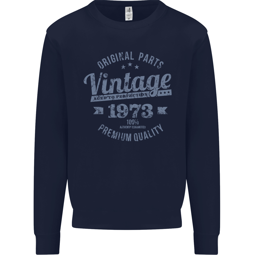 Vintage Year 52nd Birthday 1973 Mens Sweatshirt Jumper Navy Blue