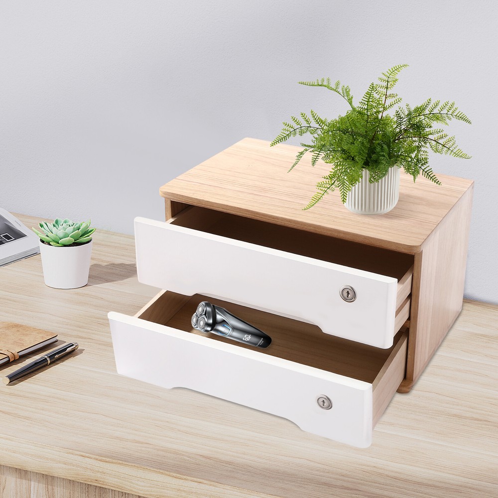 Lockable Desktop Storage Box and Organizer with Drawers
