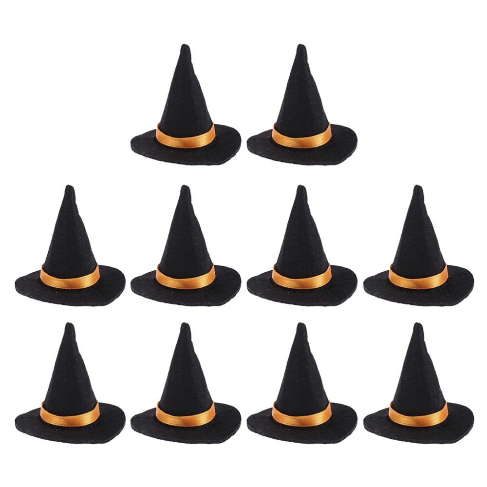 10Pcs Mini Witch Hats for DIY Crafts Halloween Hair Accessories Wine Charms