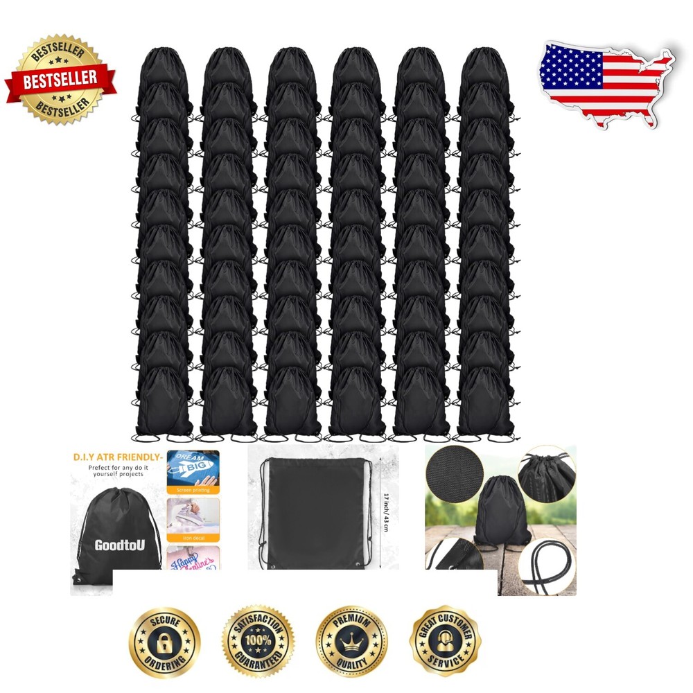 Durable 60-Count Drawstring Backpack Set for Outdoor, Gym & Fun DIY Projects