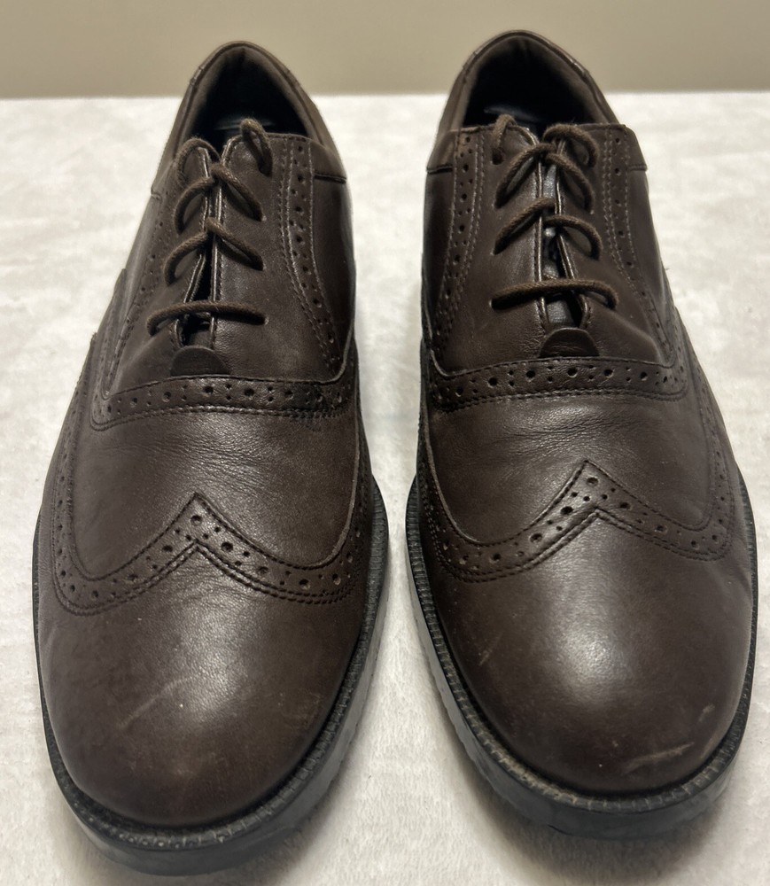 Rockport Adiprene by adidas Mens 11.5 Oxford Brown Leather Wingtip Lace Up Shoes
