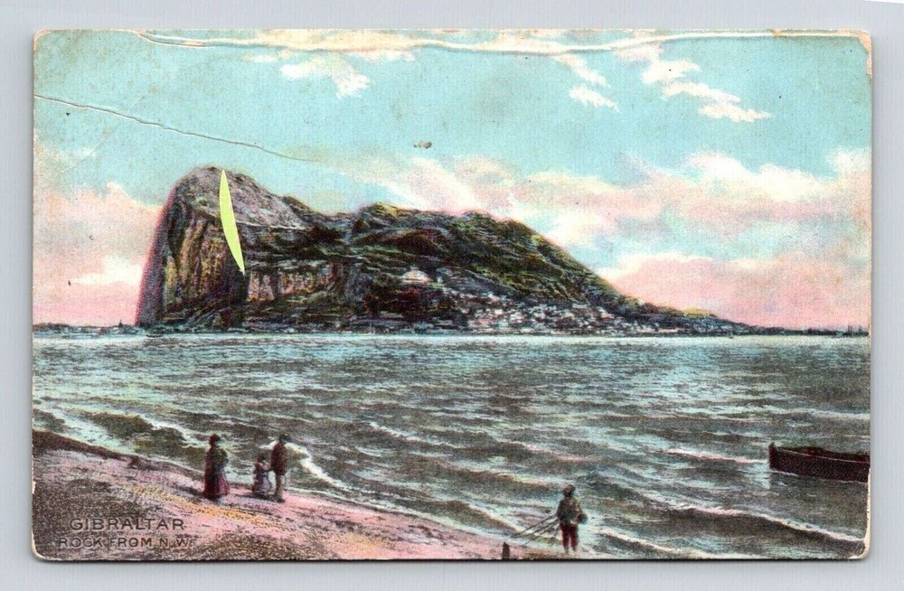 Gibraltar Rock British Territory Scenic Landmark Beachfront DB Postcard