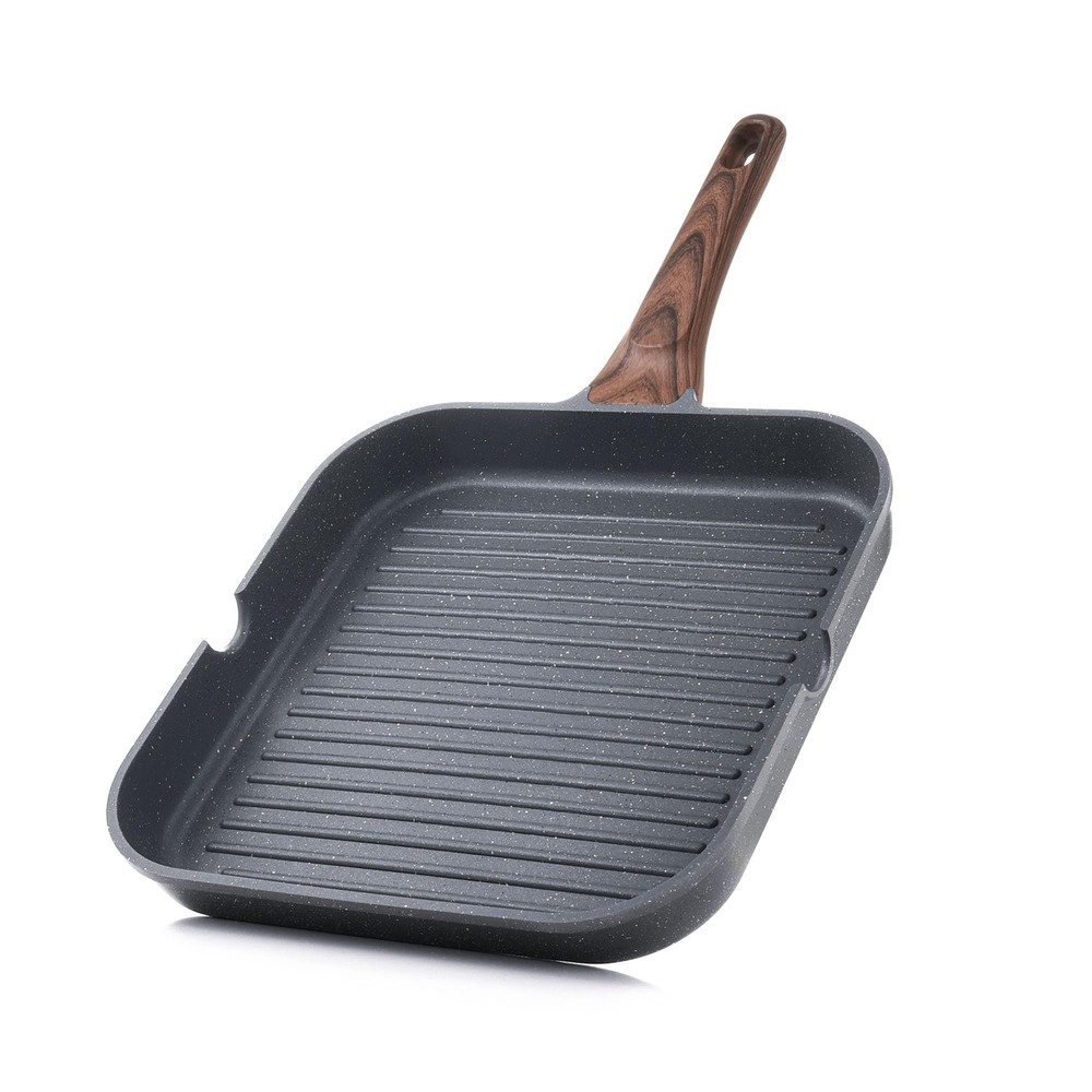 Nonstick Grill Pan for Stove Tops Versatile Griddle with Pour Spouts Square B...