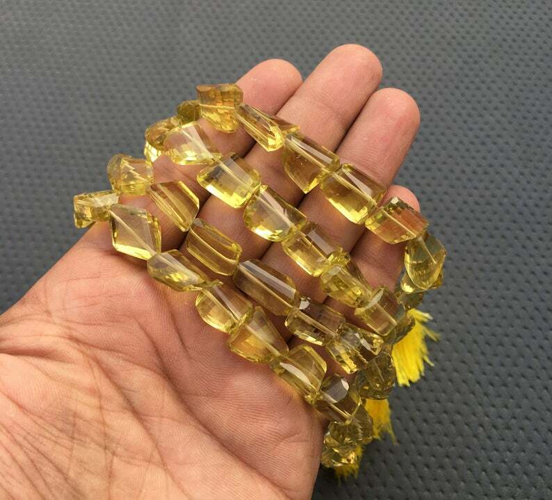 15pcs Natural Lemon Quartz Nugget Beads for Jewelry Making