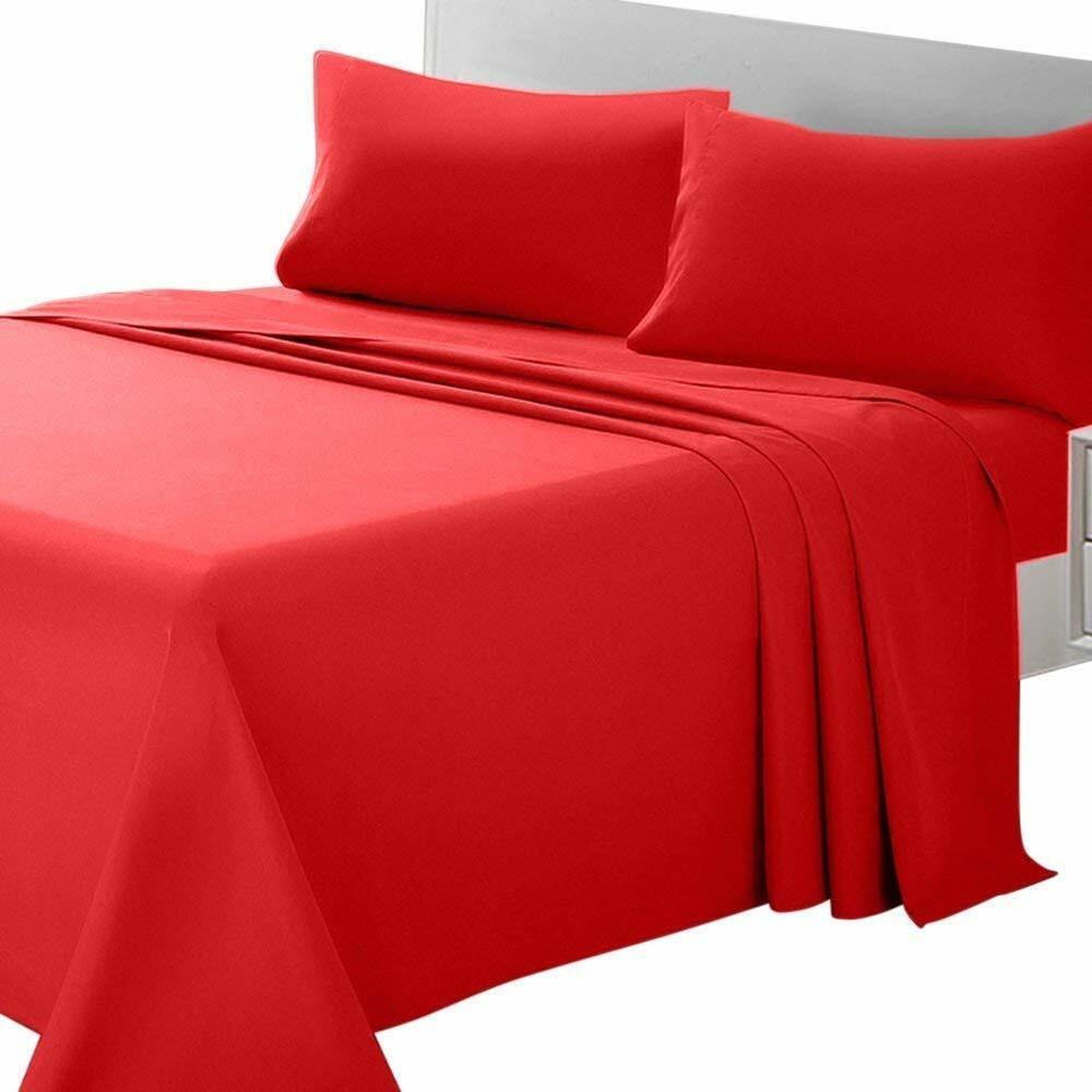 6Piece Hotel Luxury Very Soft 100%Cotton bed sheets set 24'' deep 800TC King Red