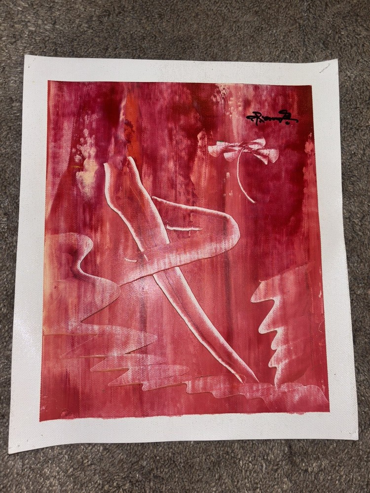 Red Abstract Woman’s Legs Real Oil Painting On Canvas 9”x11”