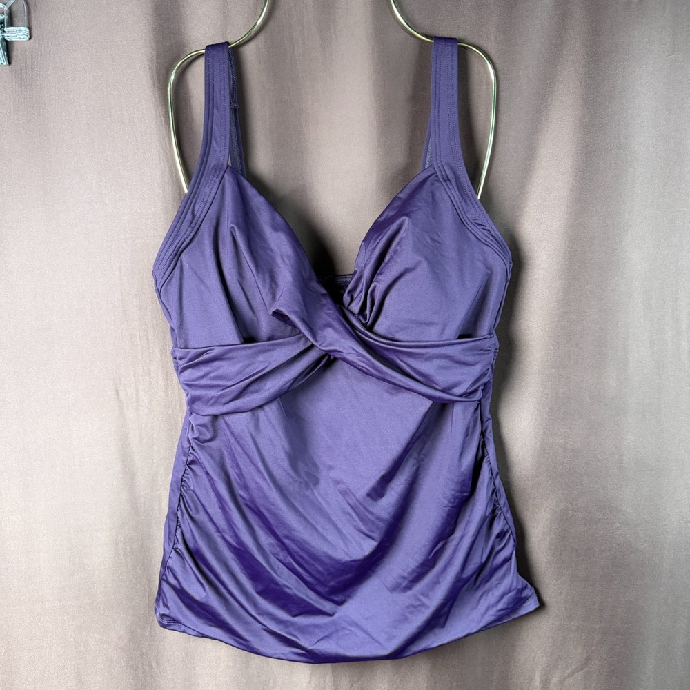Lands' End Women's 4, 2-10 LONG Blackberry V-Neck Tankini Swimsuit Top Wrap