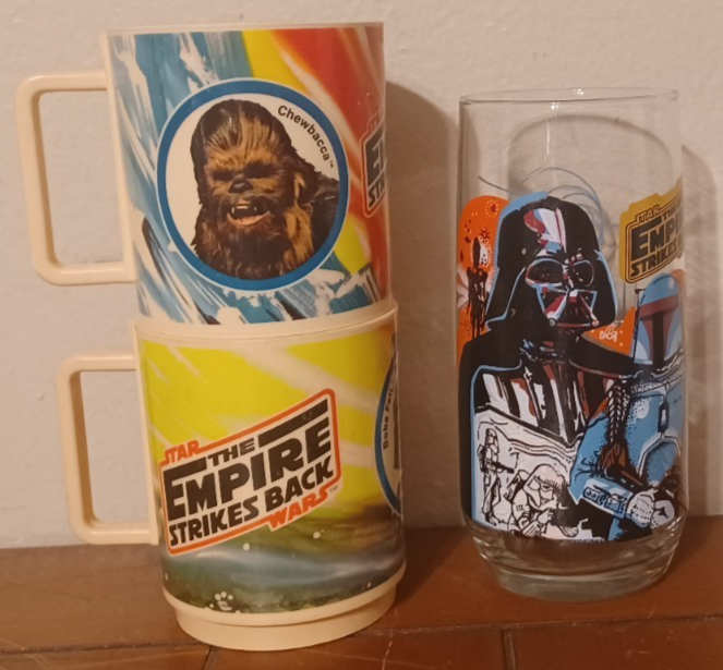 1980 Star Wars Empire Strikes Back Burger King Collectible Deka Glass Set 2 Cups  