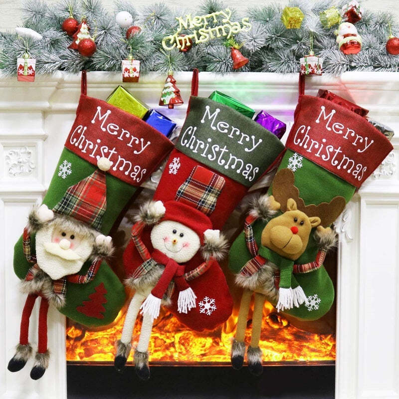 2024 Christmas Large Plush 3D Stockings Set for Festive Decor-image