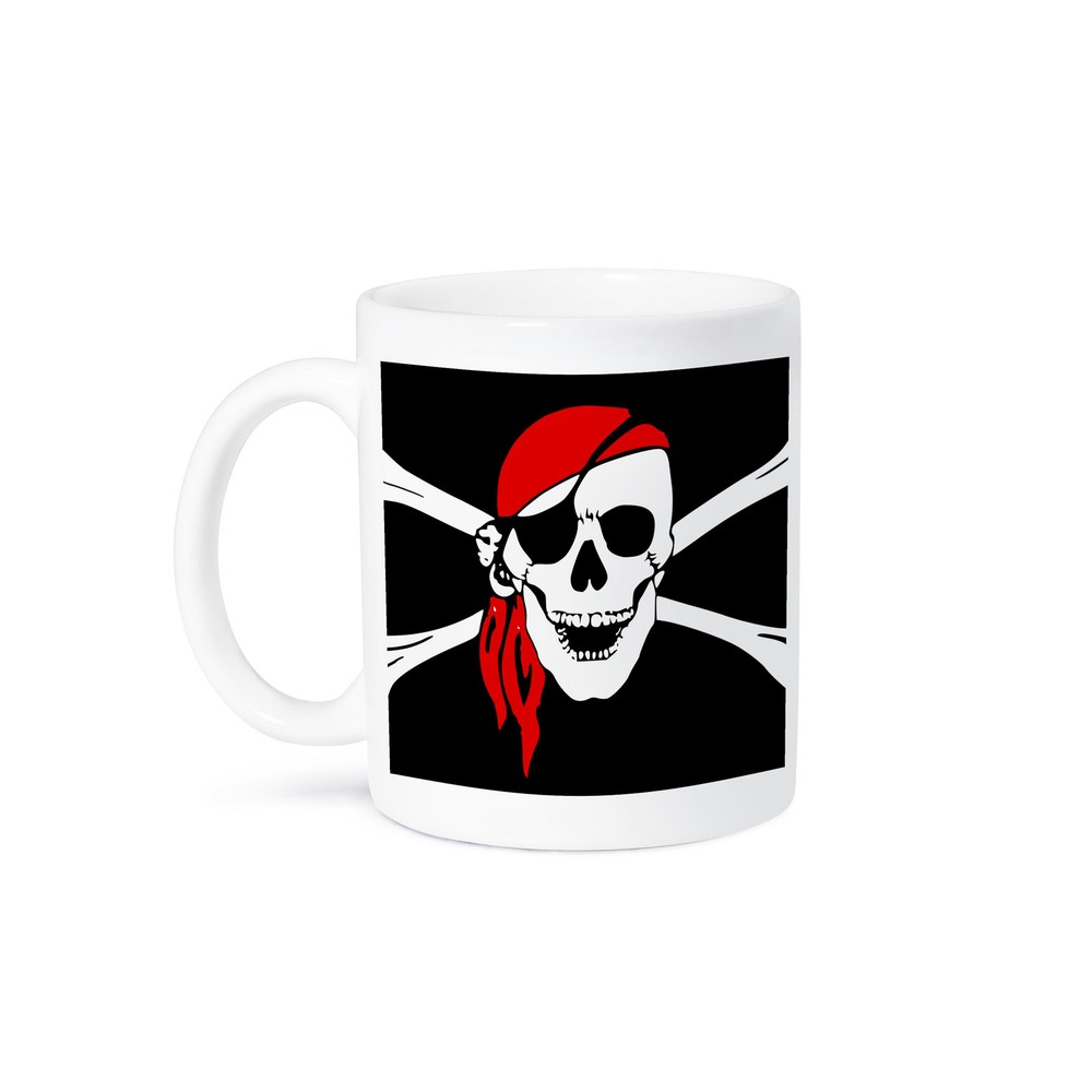3dRose Pirate Skull and Cross Bones Black Flag Art Mug