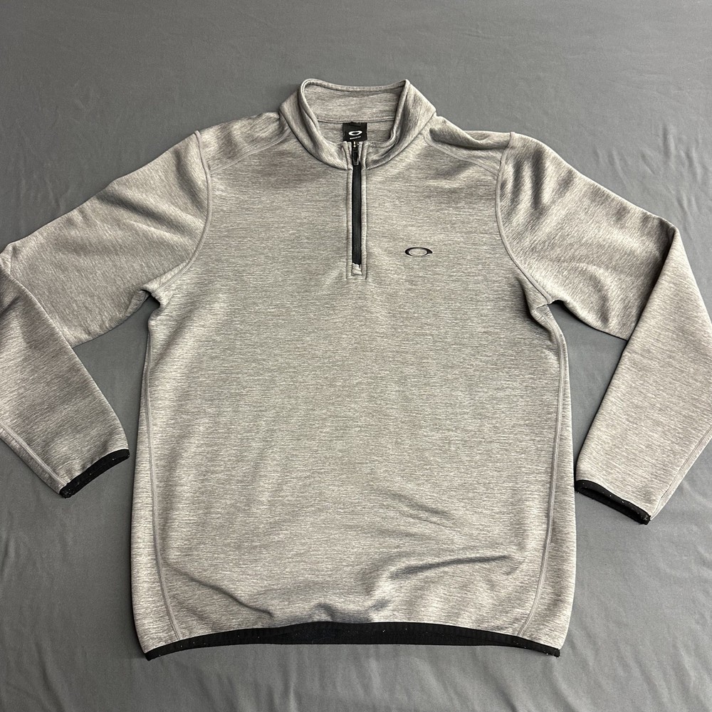 Oakley Sweater Mens Large Gray 1/4 Zip Pullover Performance Golf Athletic Active